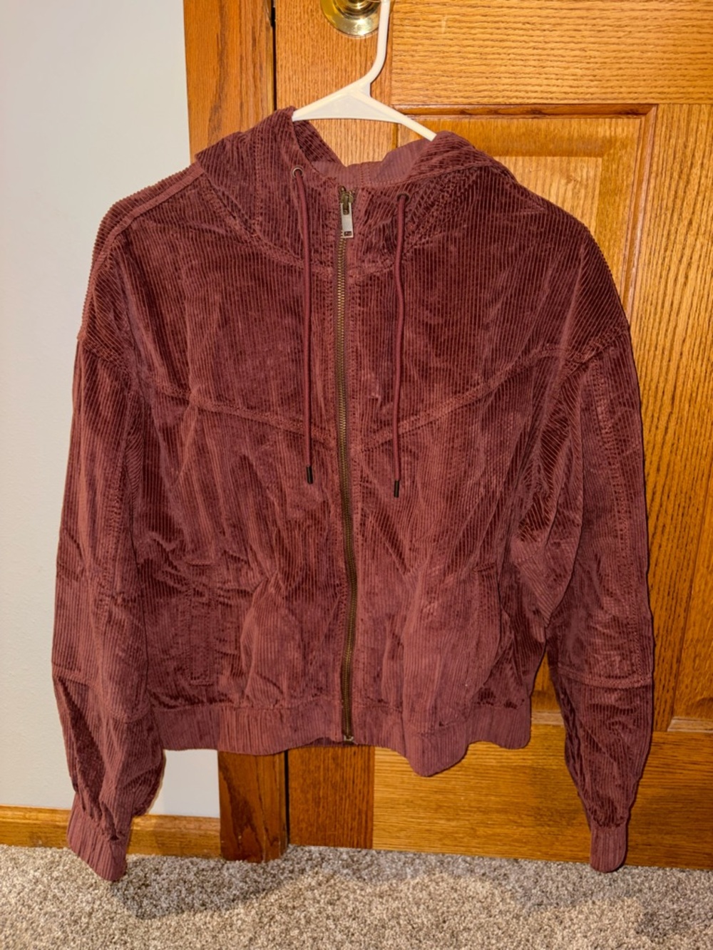 American Eagle Outfitters Corduroy Zip Hoodie in rust